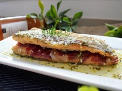 Lubina rellena de Jamón Serrano